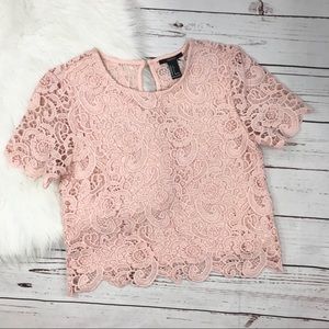 Forever 21 Blush Lace Crop Top Size Small